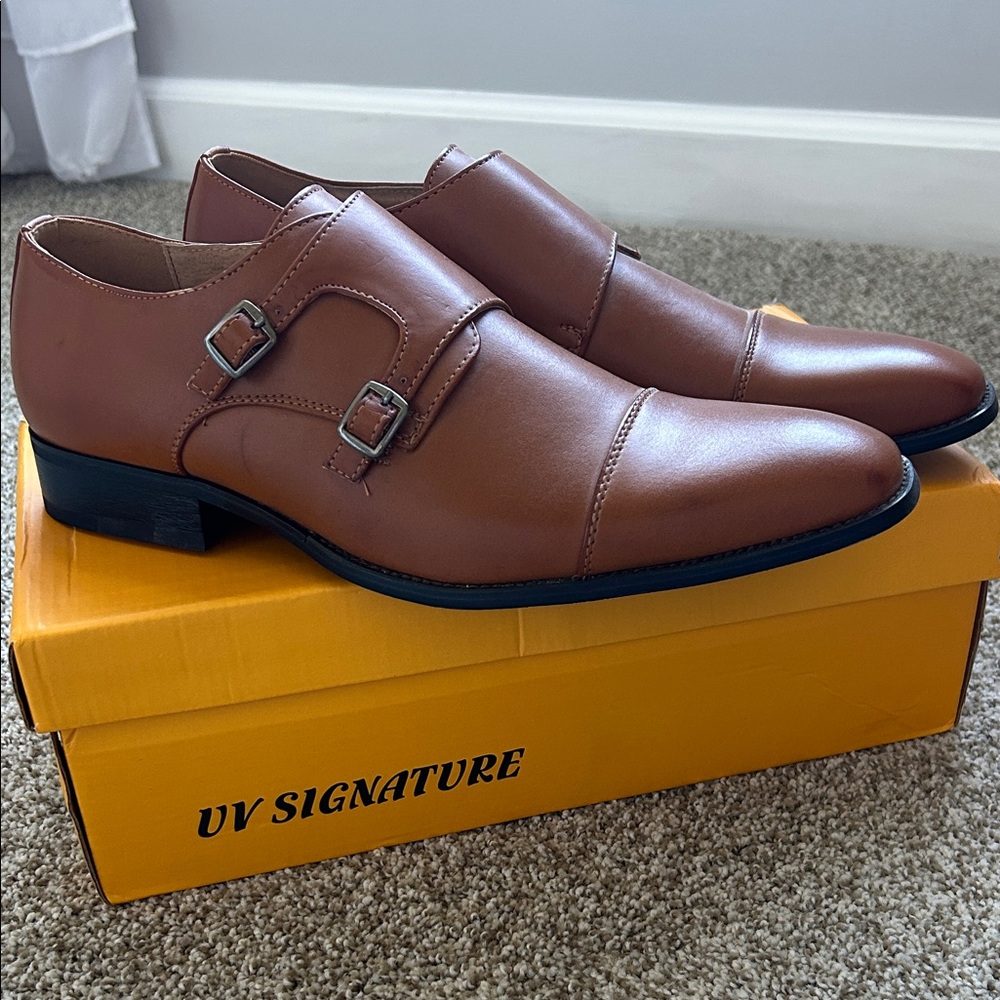 Signature Men's Brown Leather Oxfords, Size 11